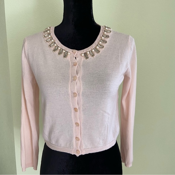 Dior Sweaters - Christian Dior Cashmere Embellished Crystals and Pearls Neck Cardigan